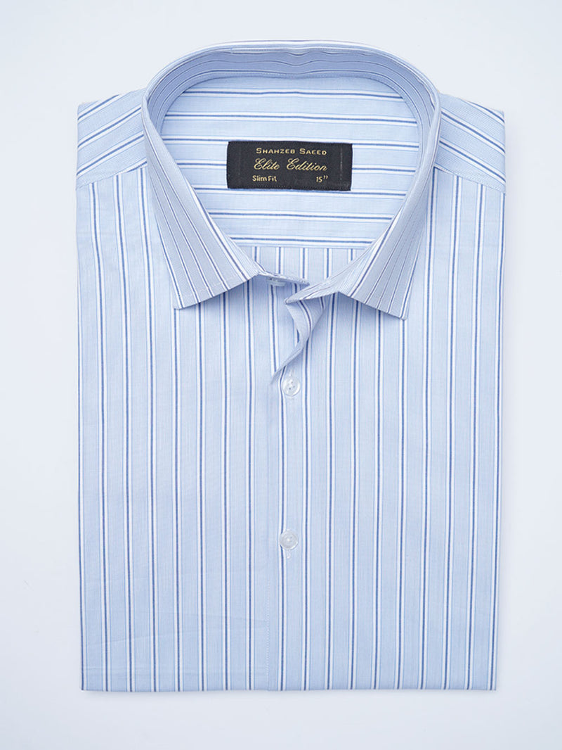 Blue Self Striped, Elite Edition, Cutaway Collar Men’s Formal Shirt (FS-2108)