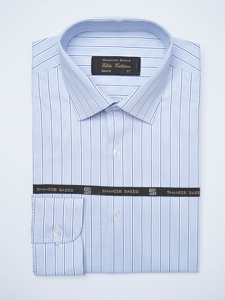 Blue Self Striped, Elite Edition, Cutaway Collar Men’s Formal Shirt (FS-2108)