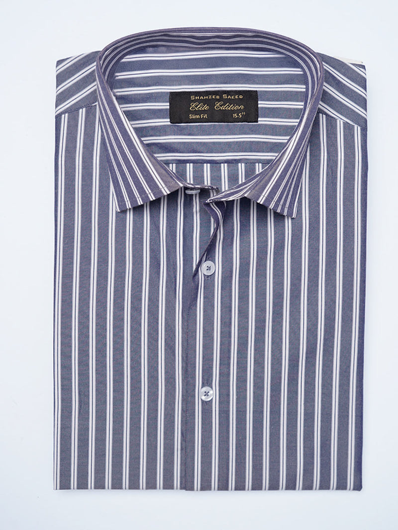 Blue Self Striped, Elite Edition, Cutaway Collar Men’s Formal Shirt (FS-2109)