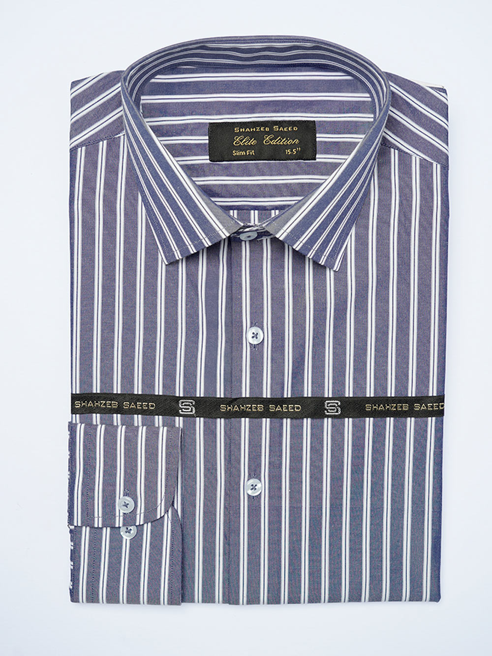 Blue Self Striped, Elite Edition, Cutaway Collar Men’s Formal Shirt (FS-2109)