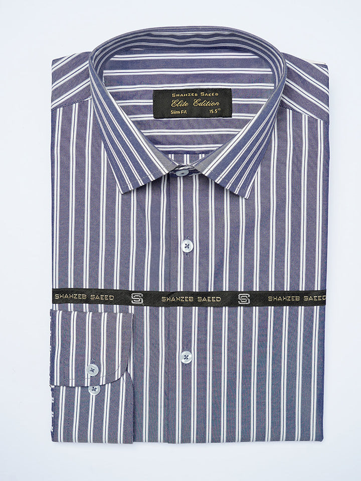 Blue Self Striped, Elite Edition, Cutaway Collar Men’s Formal Shirt (FS-2109)