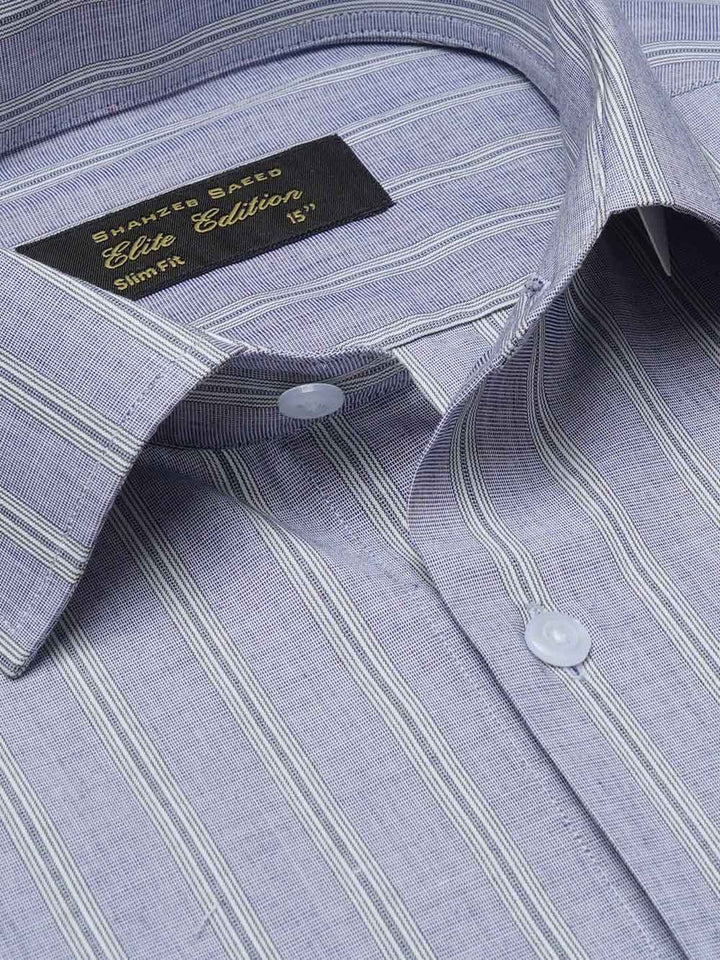 Blue & Green Self Striped, Elite Edition, Cutaway Collar Men’s Formal Shirt (FS-2110)