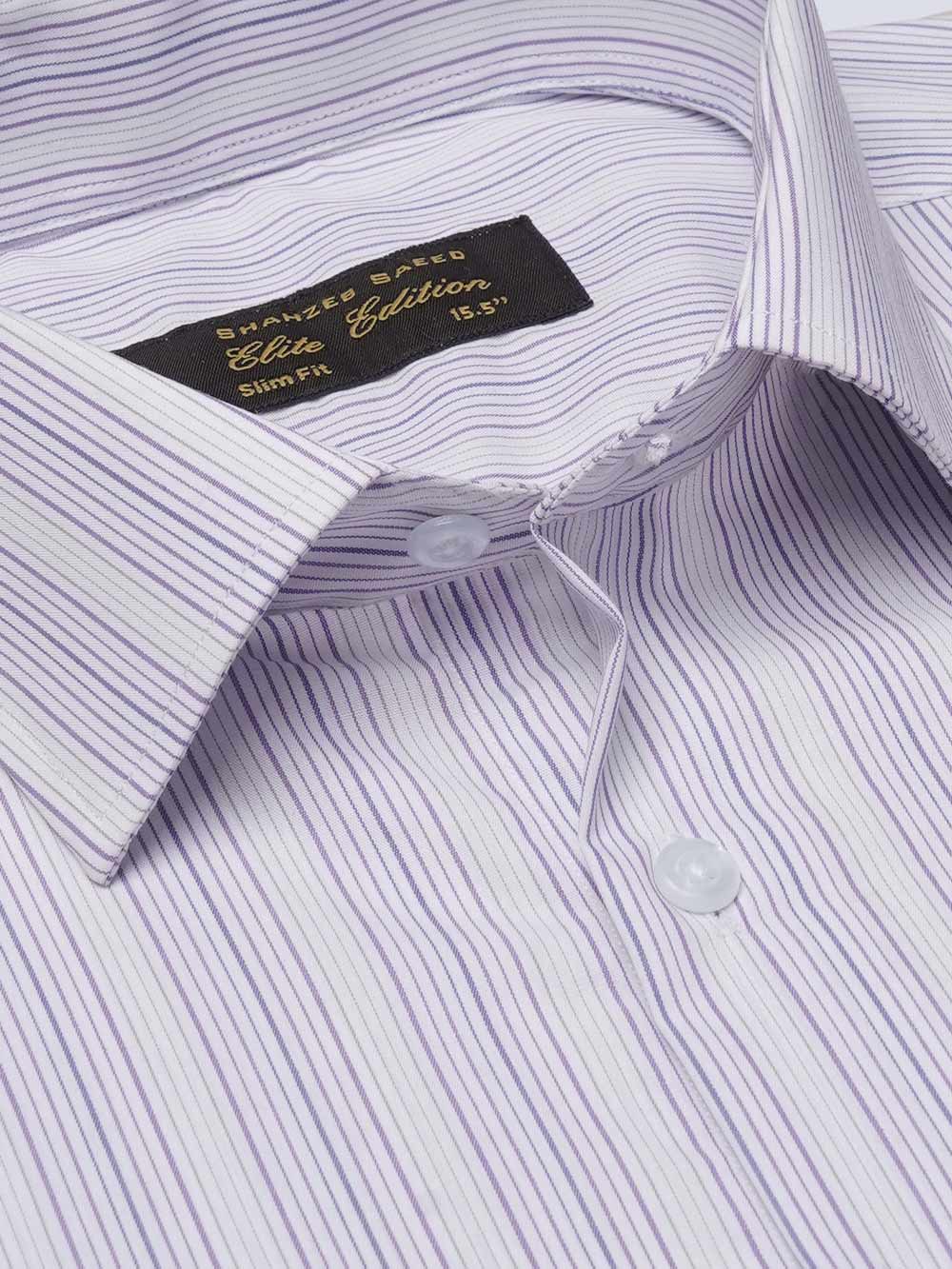 Purple Self Striped, Elite Edition, Cutaway Collar Men’s Formal Shirt (FS-2112)