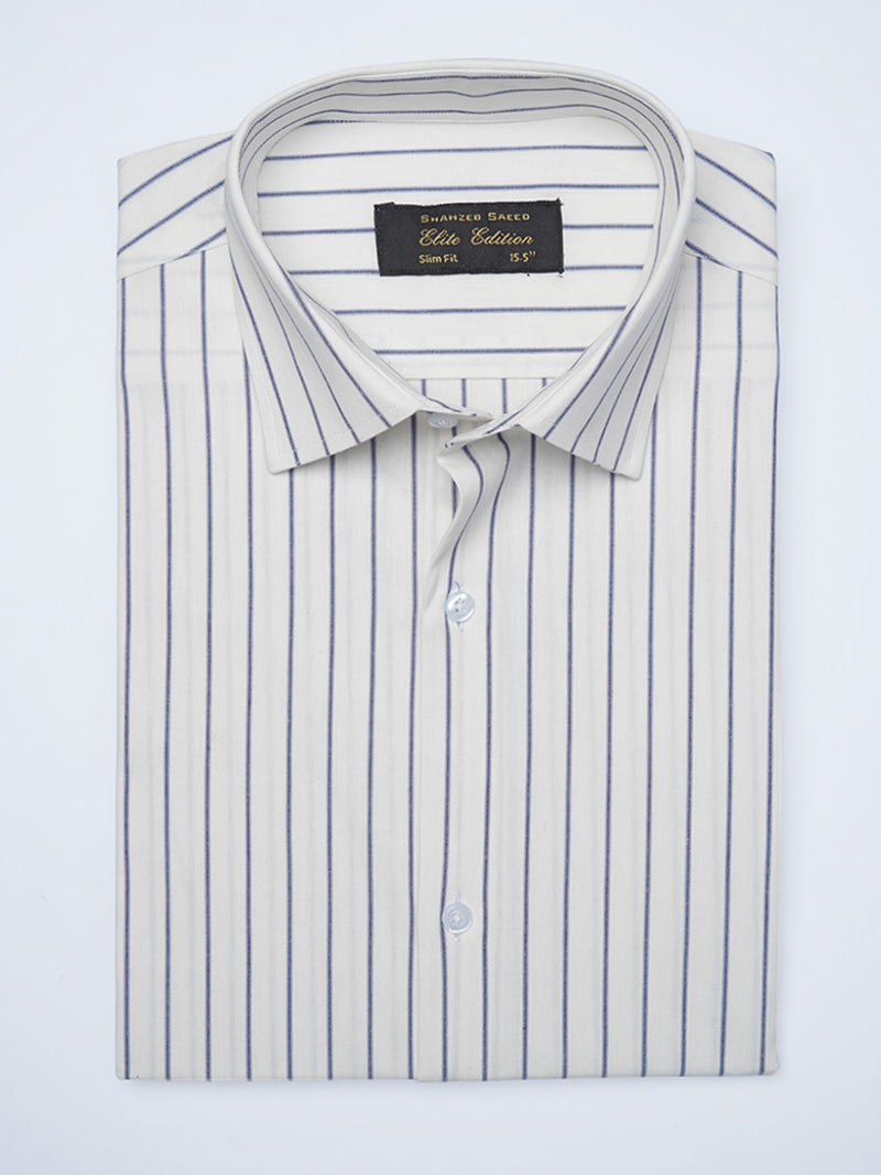 Blue Self Striped, Elite Edition, Cutaway Collar Men’s Formal Shirt (FS-2113)