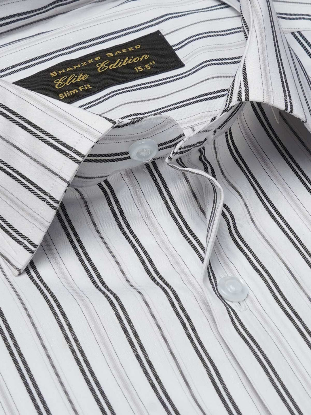 Black & Grey Self Striped, Elite Edition, Cutaway Collar Men’s Formal Shirt (FS-2115)