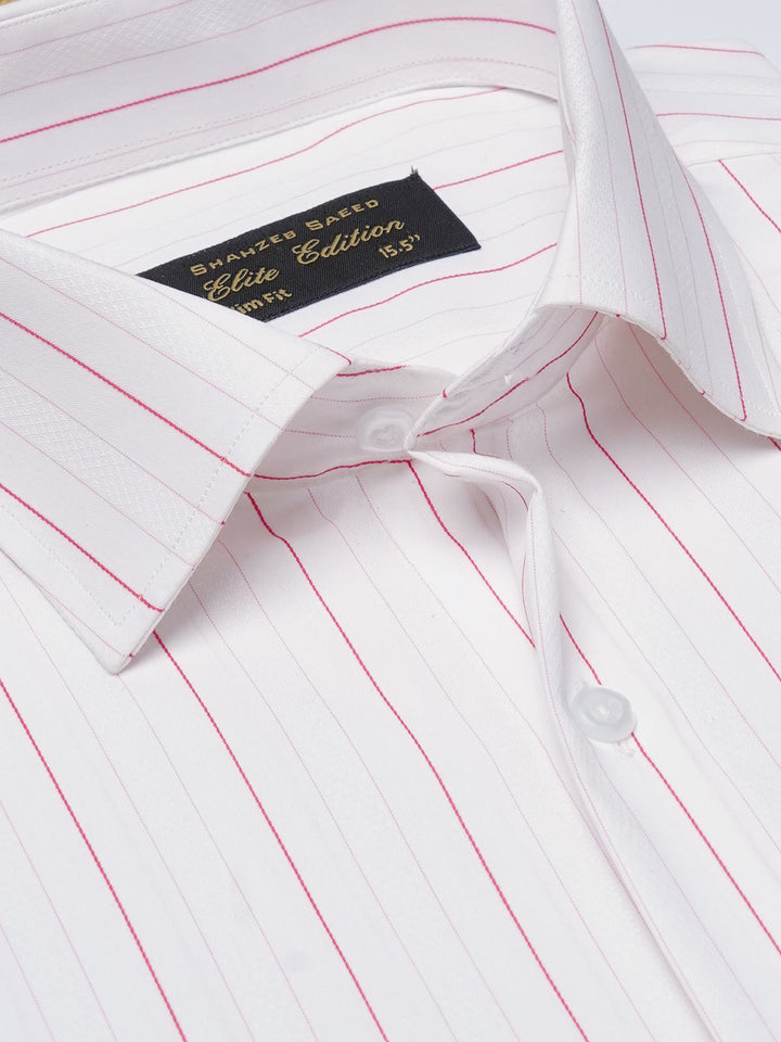 Pink Self Striped, Elite Edition, Cutaway Collar Men’s Formal Shirt (FS-2117)