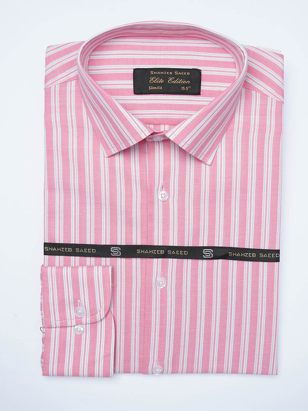 Pink & Green Self Striped, Elite Edition, Cutaway Collar Men’s Formal Shirt (FS-2119)