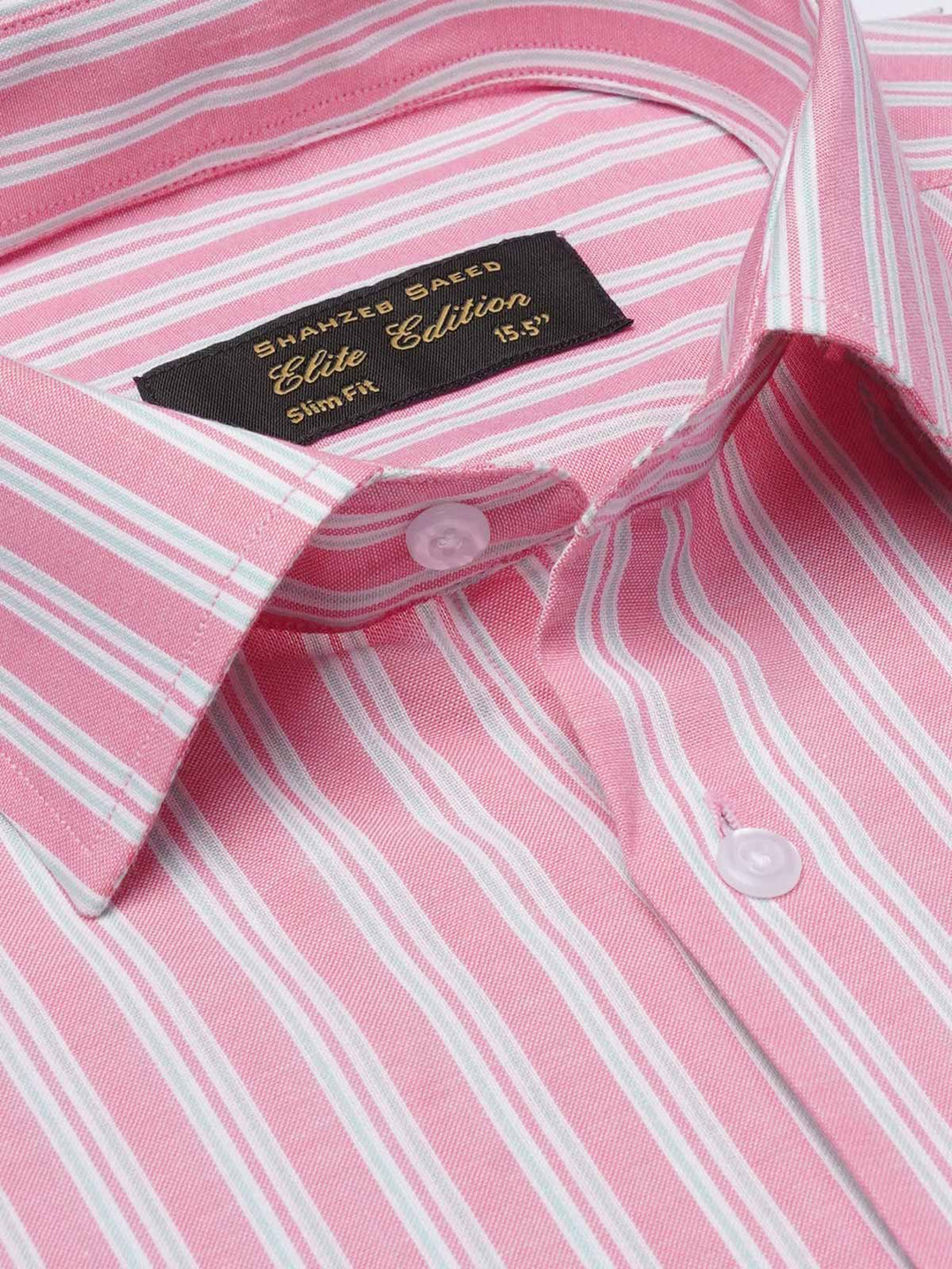 Pink & Green Self Striped, Elite Edition, Cutaway Collar Men’s Formal Shirt (FS-2119)