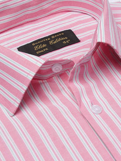 Pink & Green Self Striped, Elite Edition, Cutaway Collar Men’s Formal Shirt (FS-2119)