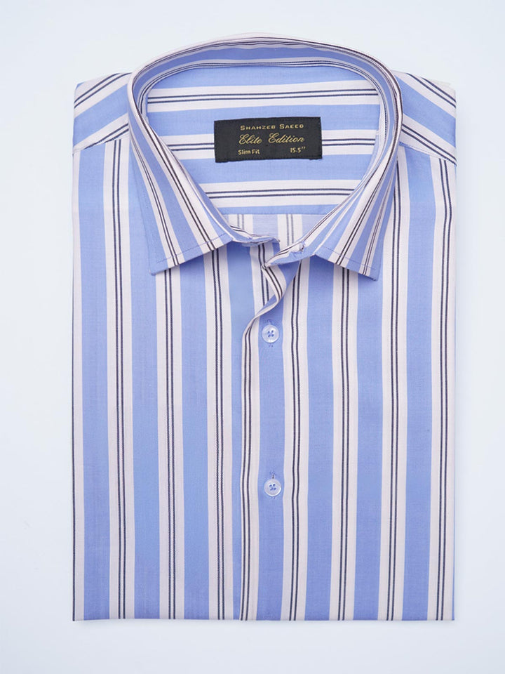 Blue & Black Self Striped, Elite Edition, Cutaway Collar Men’s Formal Shirt (FS-2123)