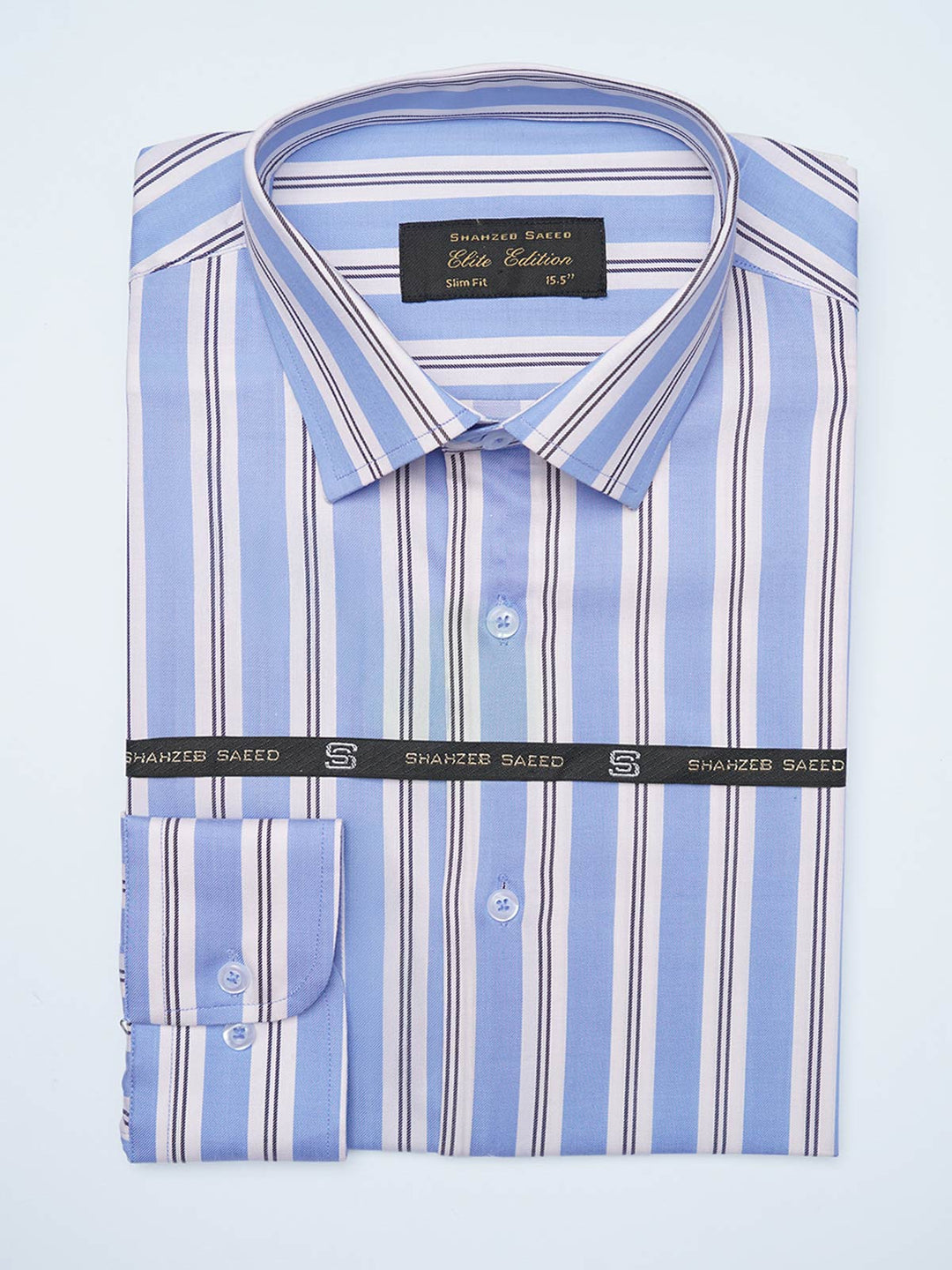 Blue & Black Self Striped, Elite Edition, Cutaway Collar Men’s Formal Shirt (FS-2123)