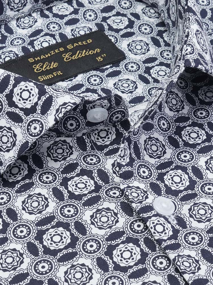 Black & White Printed, Elite Edition, Cutaway Collar Men’s Formal Shirt (FS-2126)