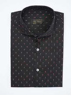 Black & Red Printed, Elite Edition, Cutaway Collar Men’s Formal Shirt (FS-2128)