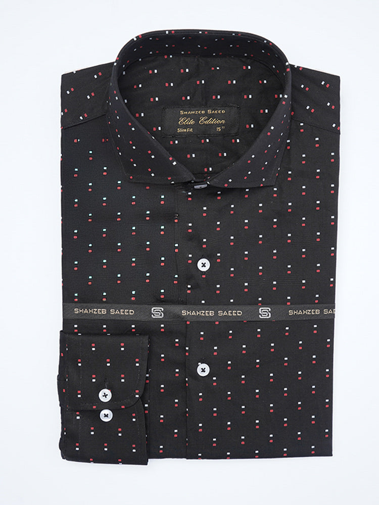 Black & Red Printed, Elite Edition, Cutaway Collar Men’s Formal Shirt (FS-2128)