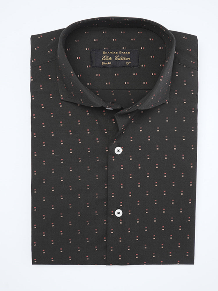 Black & Red Printed, Elite Edition, Cutaway Collar Men’s Formal Shirt (FS-2129)