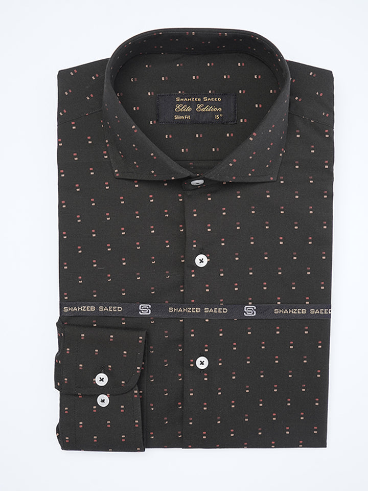 Black & Red Printed, Elite Edition, Cutaway Collar Men’s Formal Shirt (FS-2129)