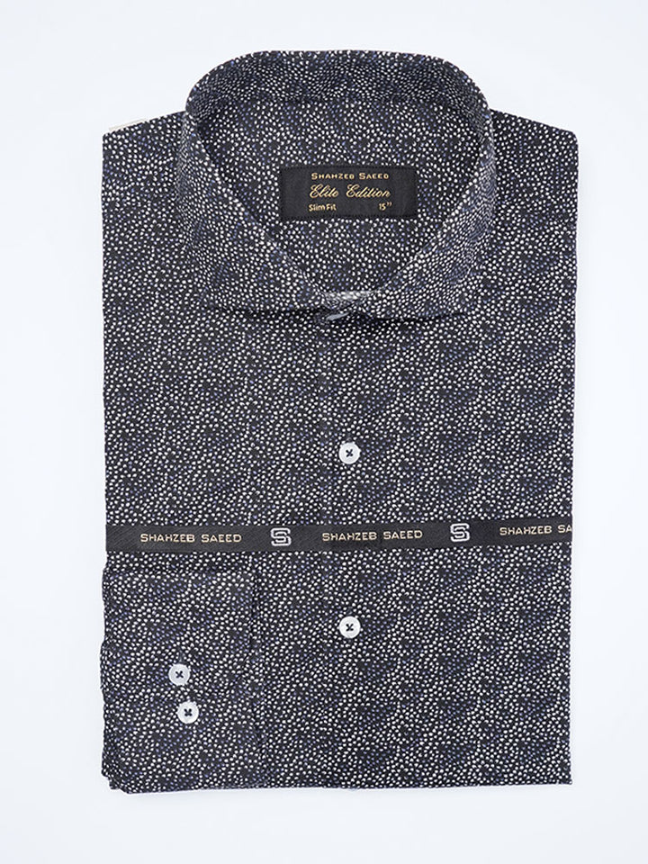 Black & Blue Printed, Elite Edition, Cutaway Collar Men’s Formal Shirt (FS-2134)