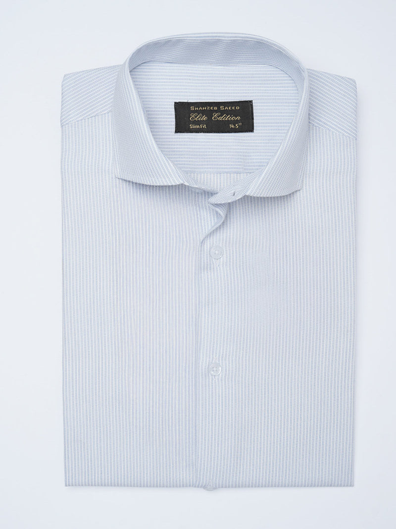 Blue & White Self Striped, Elite Edition, Cutaway Collar Men’s Formal Shirt (FS-2138)