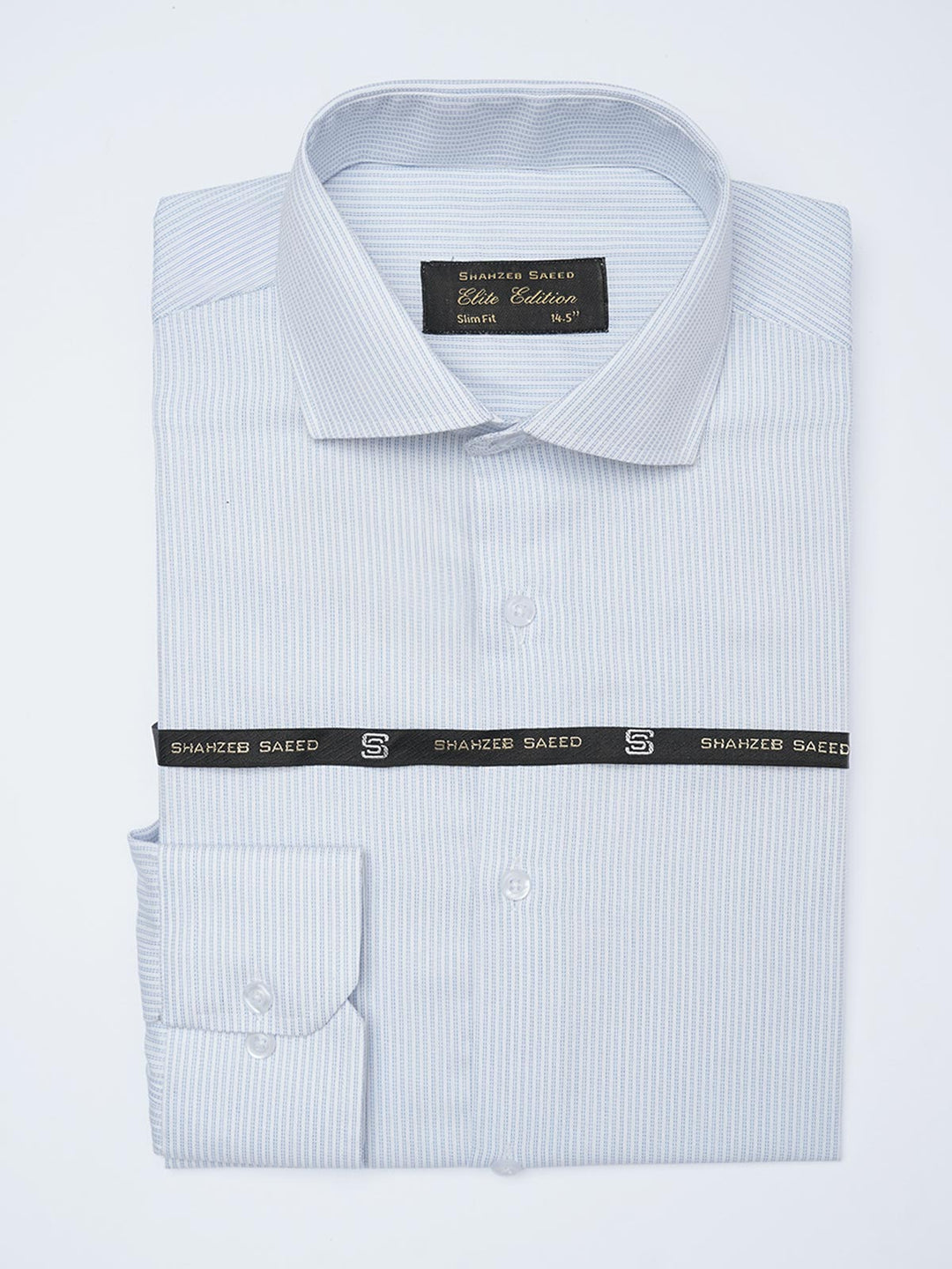 Blue & White Self Striped, Elite Edition, Cutaway Collar Men’s Formal Shirt (FS-2138)