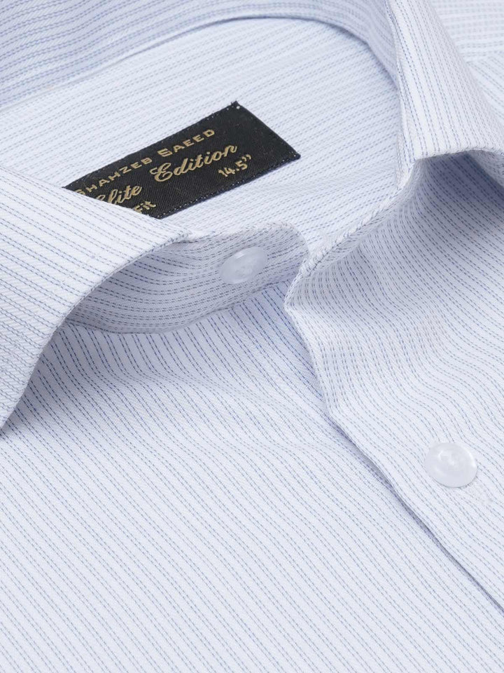 Blue & White Self Striped, Elite Edition, Cutaway Collar Men’s Formal Shirt (FS-2138)