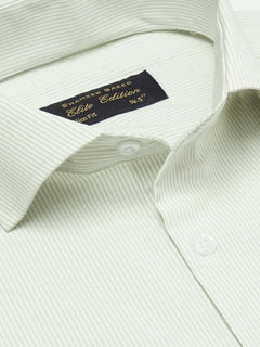 Green & White Self Striped, Elite Edition, Cutaway Collar Men’s Formal Shirt (FS-2139)