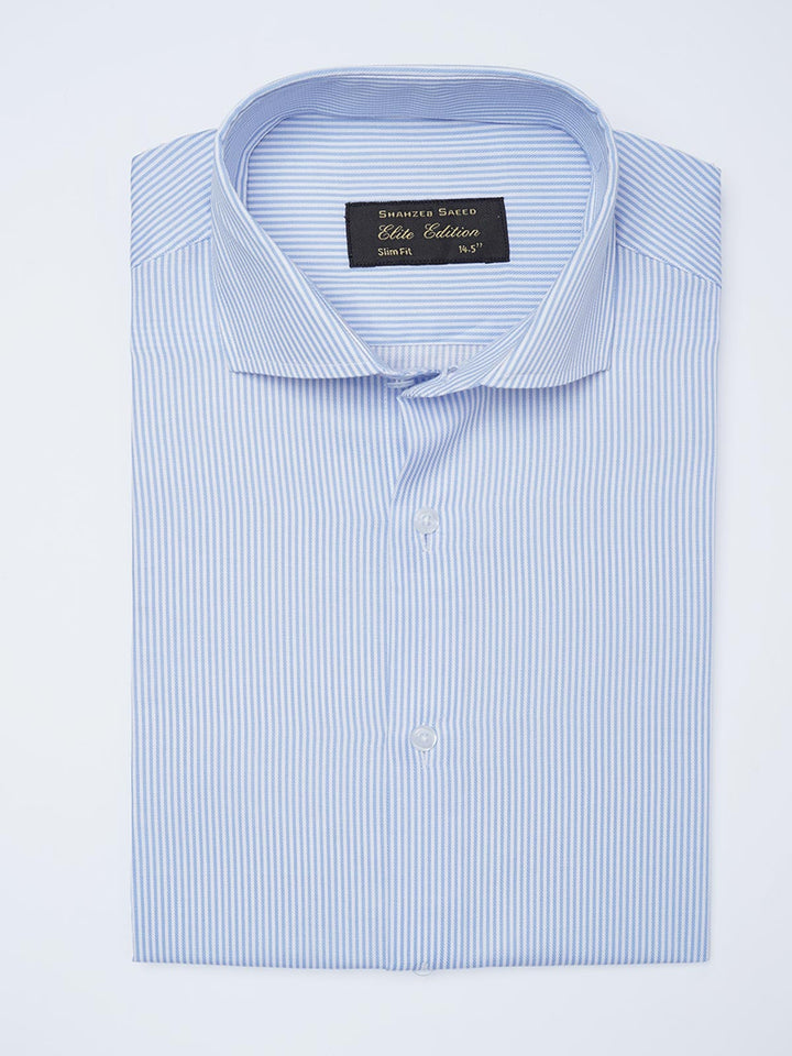 Blue & White Self Striped, Elite Edition, Cutaway Collar Men’s Formal Shirt (FS-2140)