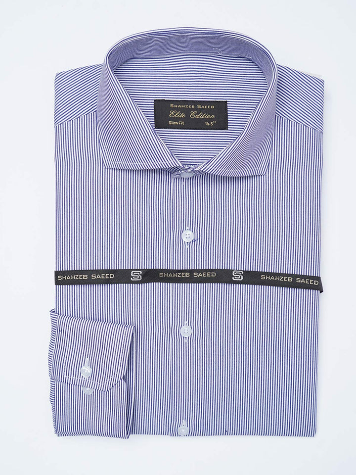 Dark Blue Self Striped, Elite Edition, Cutaway Collar Men’s Formal Shirt (FS-2141)