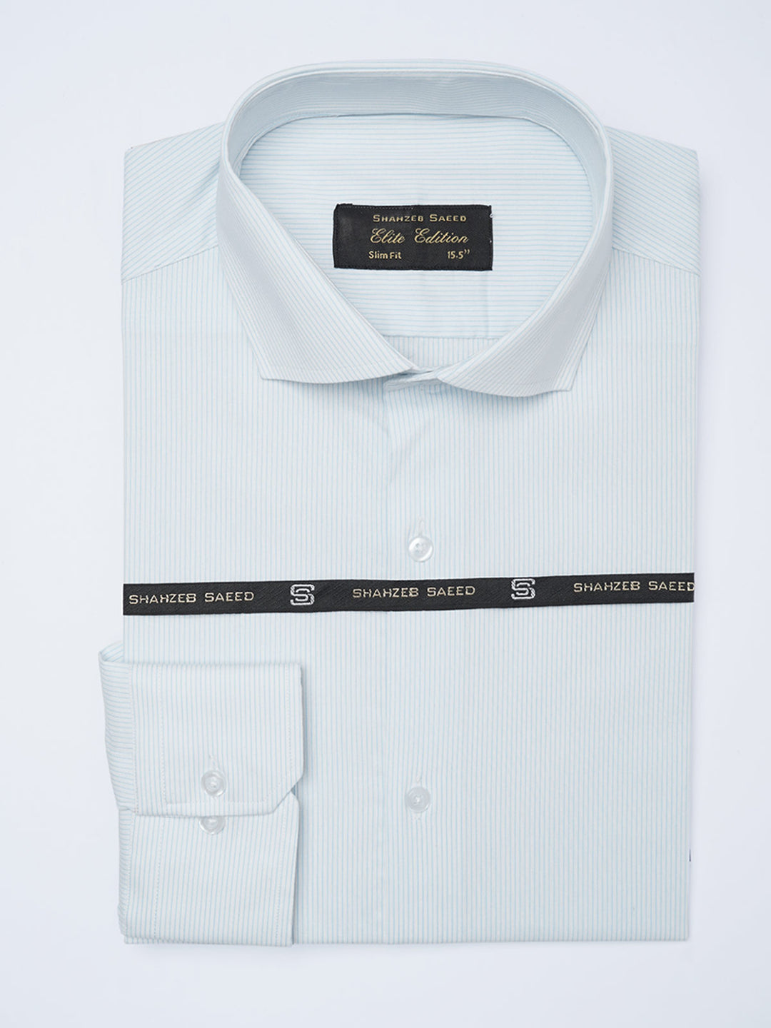 Light Green Self Striped, Elite Edition, Cutaway Collar Men’s Formal Shirt (FS-2142)