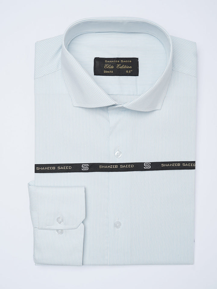 Light Green Self Striped, Elite Edition, Cutaway Collar Men’s Formal Shirt (FS-2142)