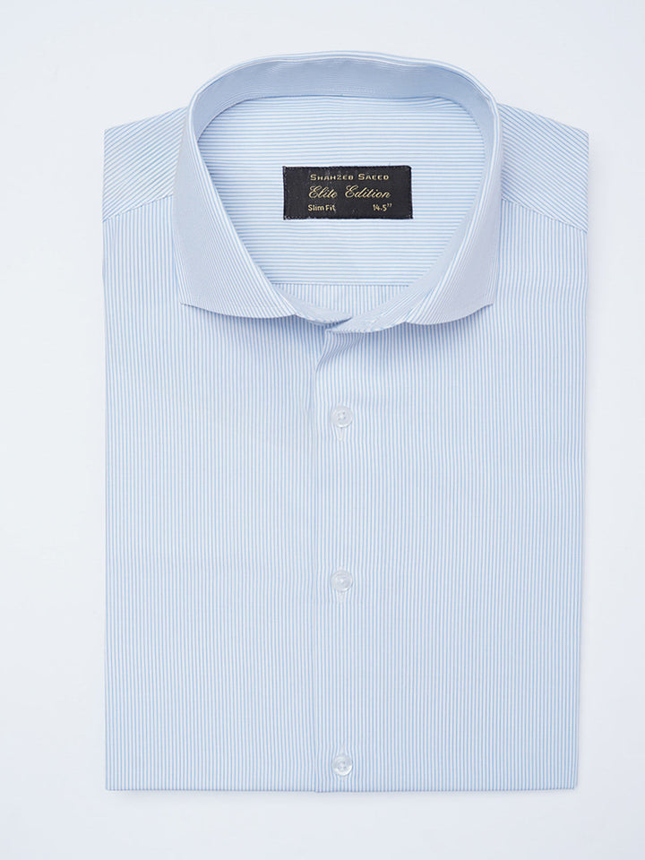 Blue & White Self Striped, Elite Edition, Cutaway Collar Men’s Formal Shirt (FS-2146)