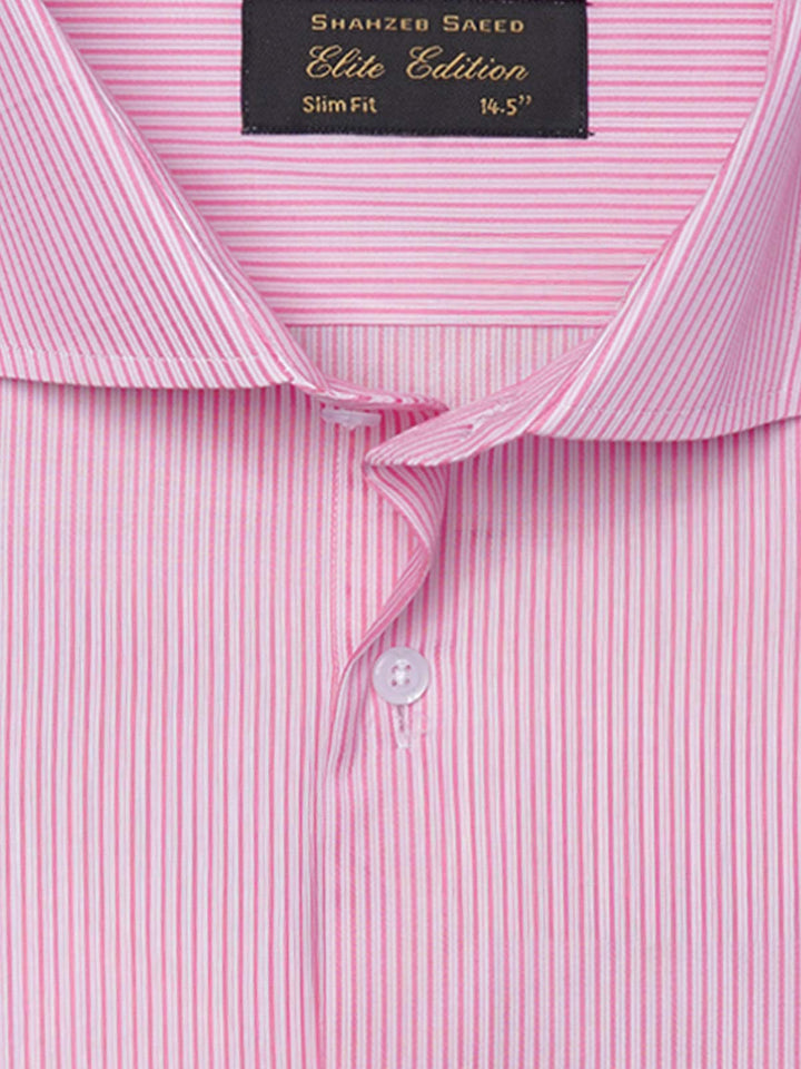 White & Pink Self Striped, Elite Edition, Cutaway Collar Men’s Formal Shirt (FS-2147)