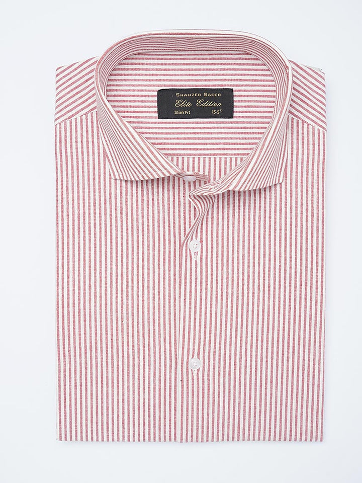 White & Red Self Striped, Elite Edition, Cutaway Collar Men’s Formal Shirt (FS-2148)