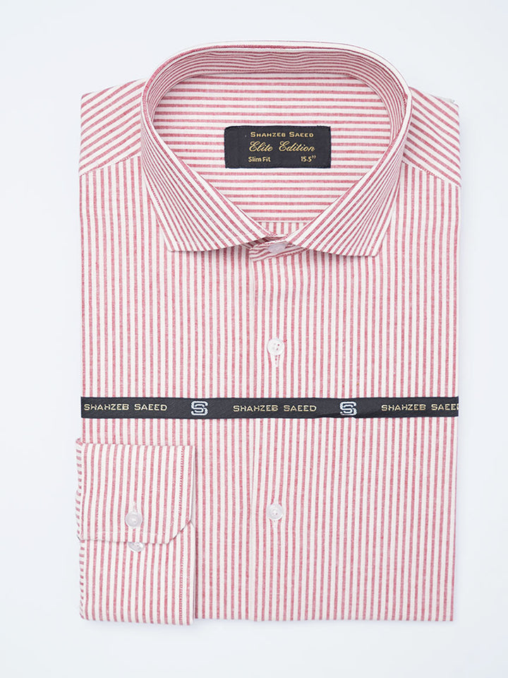 White & Red Self Striped, Elite Edition, Cutaway Collar Men’s Formal Shirt (FS-2148)