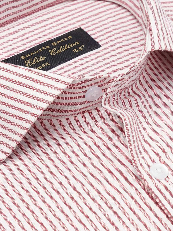 White & Red Self Striped, Elite Edition, Cutaway Collar Men’s Formal Shirt (FS-2148)