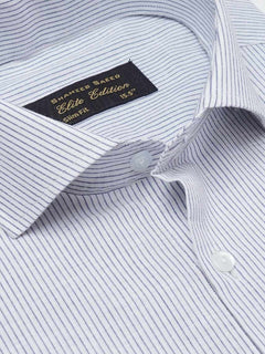 White & Blue Self Striped, Elite Edition, Cutaway Collar Men’s Formal Shirt (FS-2151)