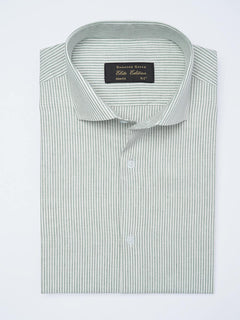 Green Self Striped, Elite Edition, Cutaway Collar Men’s Formal Shirt (FS-2155)