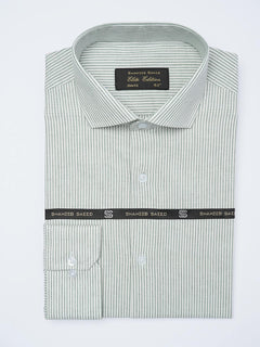 Green Self Striped, Elite Edition, Cutaway Collar Men’s Formal Shirt (FS-2155)