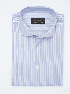 Blue & White Self Striped, Elite Edition, Cutaway Collar Men’s Formal Shirt (FS-2156)