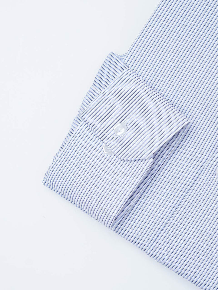 Blue & White Self Striped, Elite Edition, Cutaway Collar Men’s Formal Shirt (FS-2156)