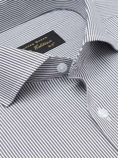 Black & White Self Striped, Elite Edition, Cutaway Collar Men’s Formal Shirt (FS-2157)