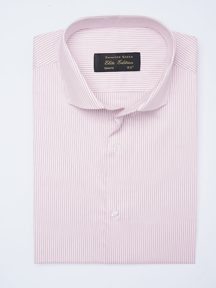 Red & White Self Striped, Elite Edition, Cutaway Collar Men’s Formal Shirt (FS-2158)