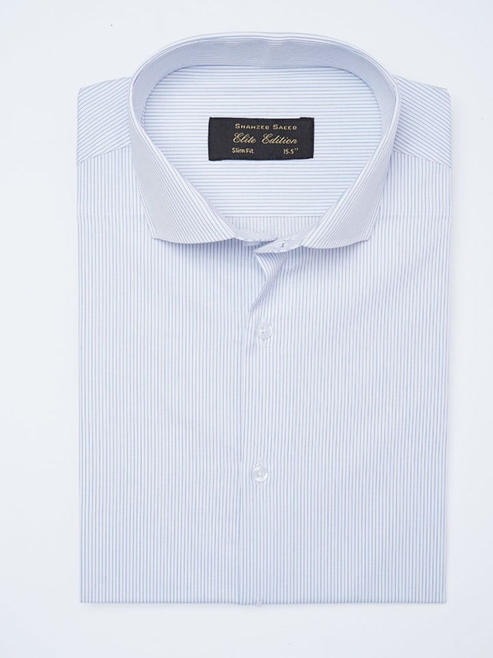 Blue Self Striped, Elite Edition, Cutaway Collar Men’s Formal Shirt (FS-2159)