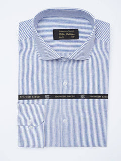 Blue & White Self Striped, Elite Edition, Cutaway Collar Men’s Formal Shirt (FS-2160)