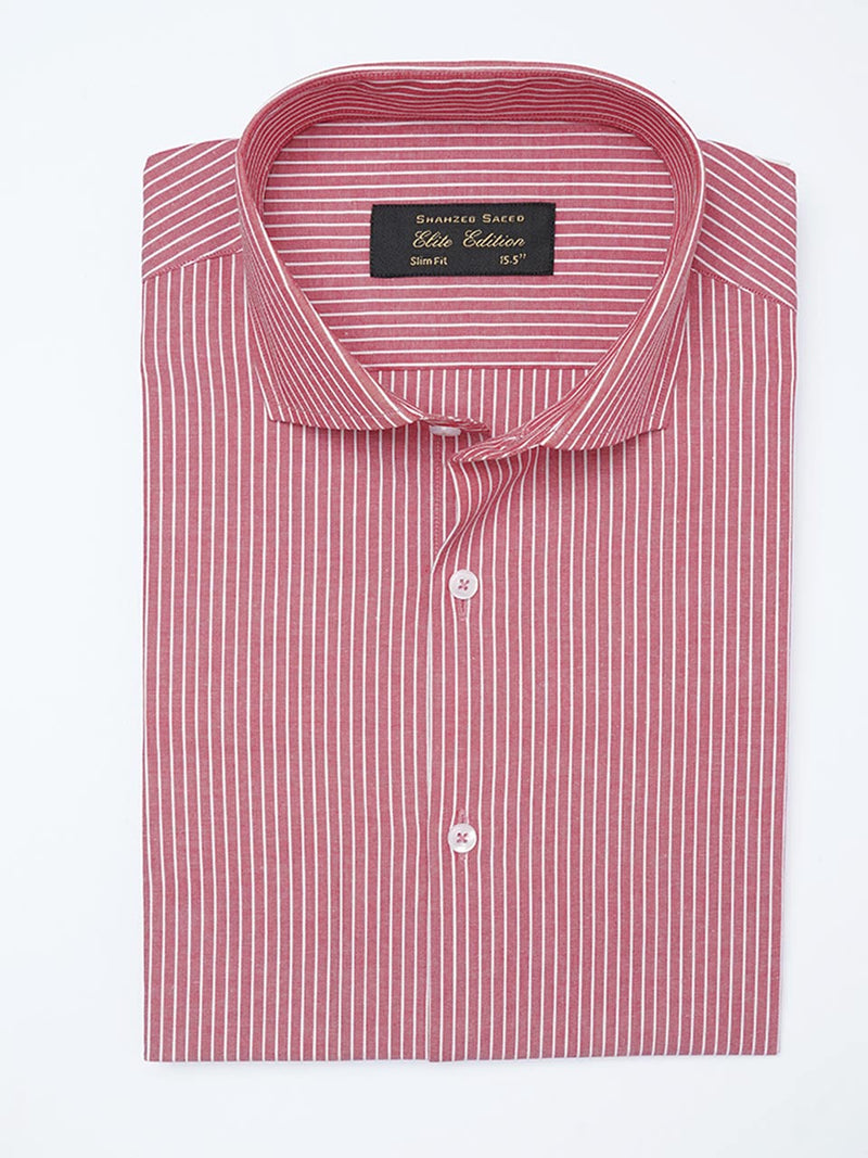 White & Red Self Striped, Elite Edition, Cutaway Collar Men’s Formal Shirt (FS-2162)