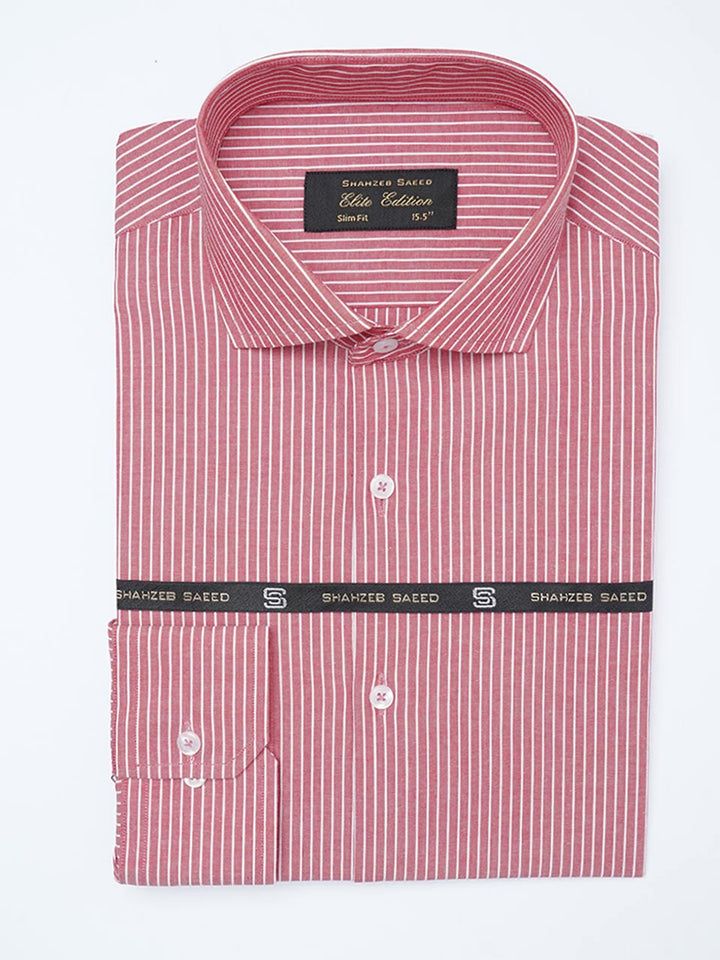 White & Red Self Striped, Elite Edition, Cutaway Collar Men’s Formal Shirt (FS-2162)