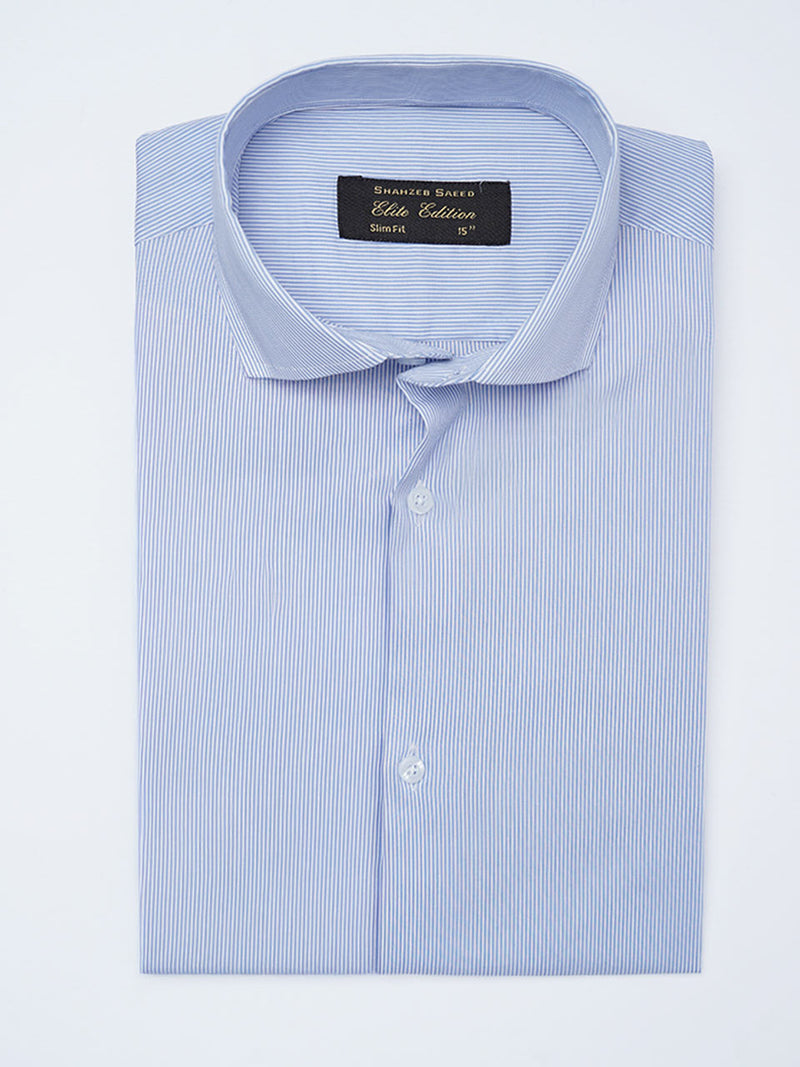 Blue Self Striped, Elite Edition, Cutaway Collar Men’s Formal Shirt (FS-2165)