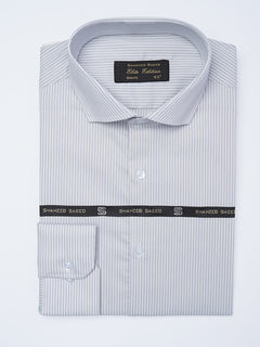 Grey Self Striped, Elite Edition, Cutaway Collar Men’s Formal Shirt (FS-2166)