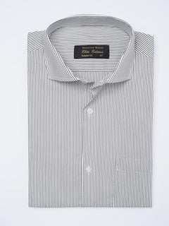 Black & White Self Striped, Elite Edition, Cutaway Collar Men’s Formal Shirt (FS-2171)