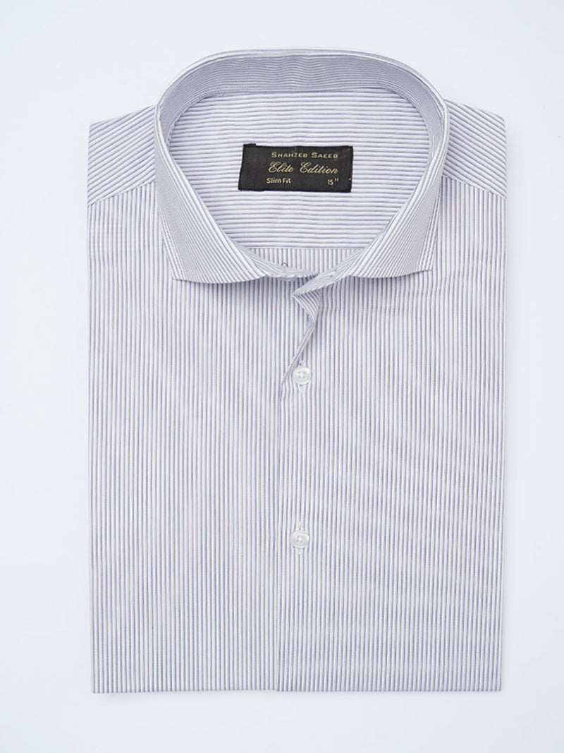 Blue & White Self Striped, Elite Edition, Cutaway Collar Men’s Formal Shirt (FS-2174)