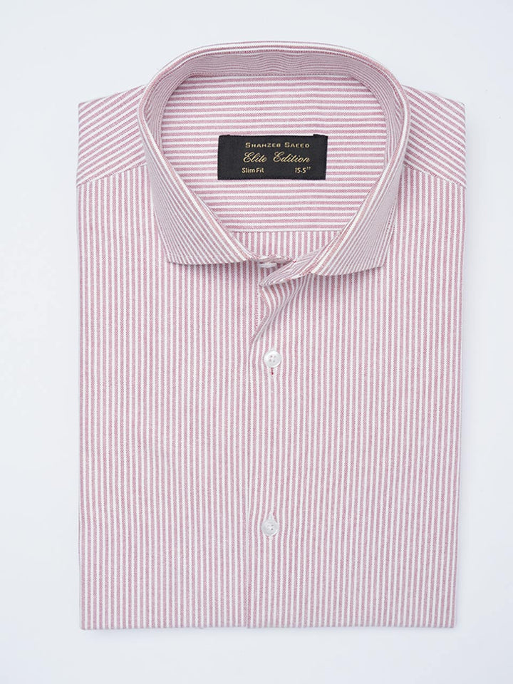 Red & White Self Striped, Elite Edition, Cutaway Collar Men’s Formal Shirt (FS-2175)